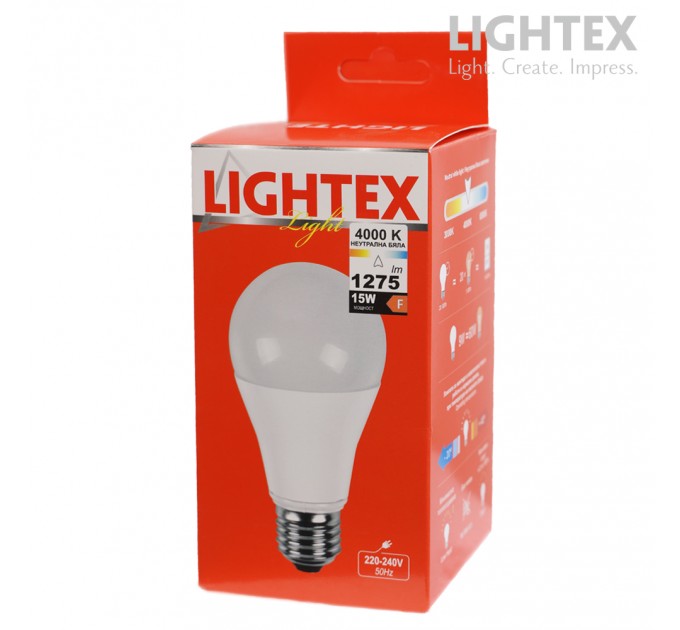 LED лампа Light  A70 15W 220V E27 NW 4000K 1275lm Lightex