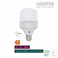 LED лампа индустриална 20W 220V E27 3CCT 1800lm с Dip Switch Lightex