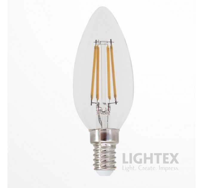 LED лампа FILAMENT 4W 220V E14 C35 CL 3000K 470lm Lightex