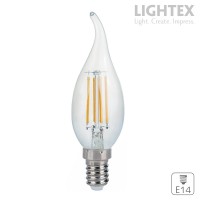 LED лампа FILAMENT 4.8W 220V E14 CF35 CL с извит връх 3000K 550lm Lightex