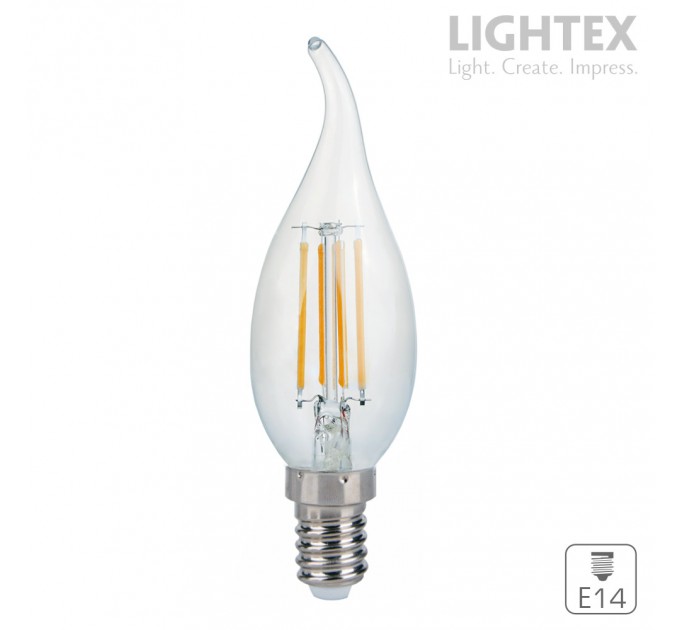 LED лампа FILAMENT 4.8W 220V E14 CF35 CL с извит връх 3000K 550lm Lightex