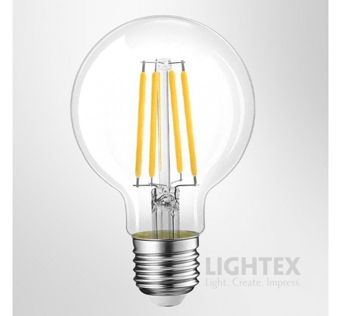 LED лампа FILAMENT 6W 220V E27 G80 CL 3000K 806lm Lightex