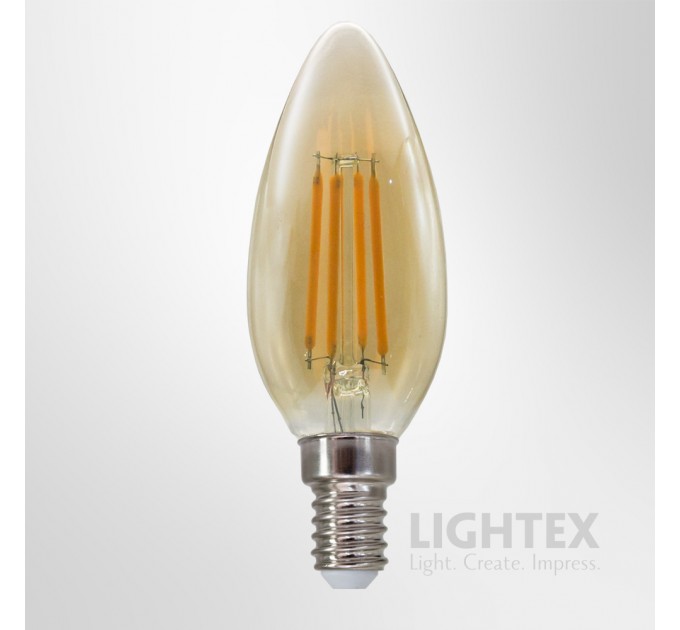 LED лампа FILAMENT 4W 220V E14 C35 GOLD 2700K 470lm Lightex