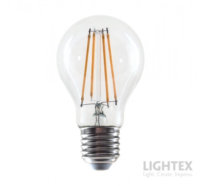 LED лампа FILAMENT димируема 8W 220V E27 A60 CL 3000K 806lm Lightex