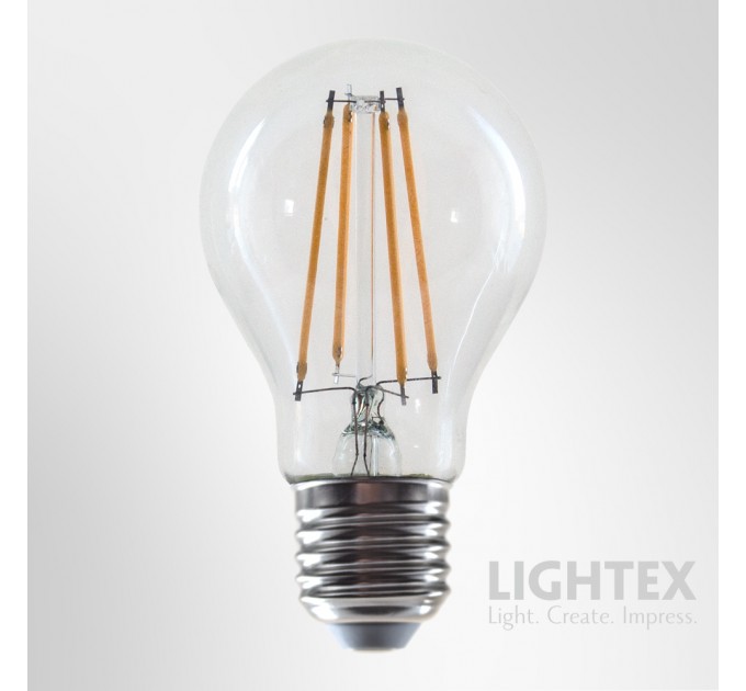LED лампа FILAMENT димируема 8W 220V E27 A60 CL 3000K 806lm Lightex