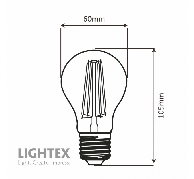LED лампа FILAMENT димируема 8W 220V E27 A60 GOLD 2700K 806lm Lightex