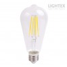 LED лампа FILAMENT димируема 8W 220V E27 ST64 CL 3000K 806lm Lightex