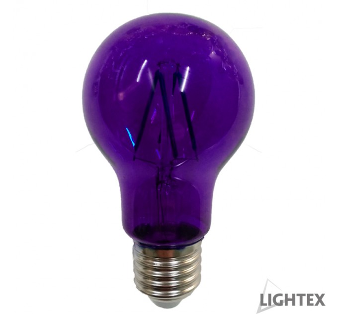 LED лампа FILAMENT 4W 220V E27 A60 лилава 120lm Lightex
