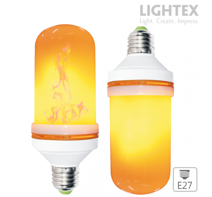 LED лампа 5W 220V E27 с гравитационен сензор жълт пламък 1400K 100lm Lightex