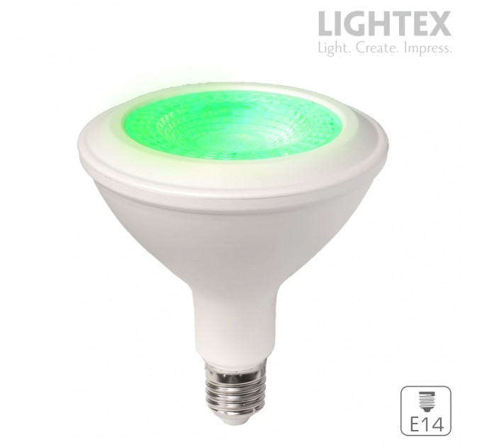 LED лампа PAR38 E27 15W зелен GREEN 1200lm Lightex