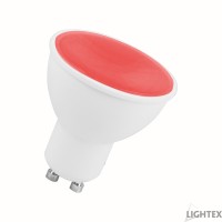 LED лампа Plastic 6W 220V GU10 червена 88lm Lightex