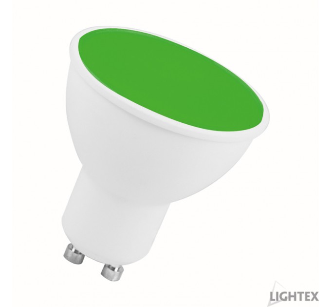 LED лампа Plastic 6W 220V GU10 зелена 88lm Lightex