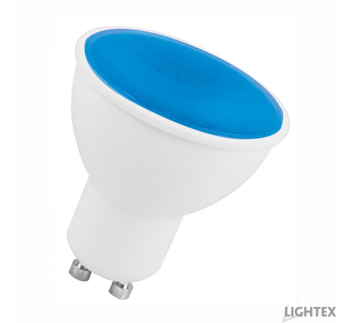 LED лампа Plastic 6W 220V GU10 синя 88lm Lightex