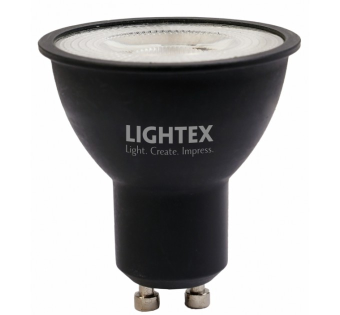 LED лампа Plastic 7W 220V GU10  WW 3000K 556lm черна Lightex