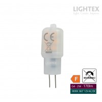 LED лампа SMD 2W 12V G4 AC/DC 170lm 3000K plastic Lightex