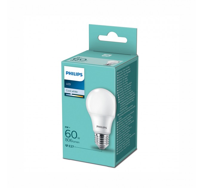 Philips LED лампа 8-60W A60 E27 806lm 4000K 15000h матирана