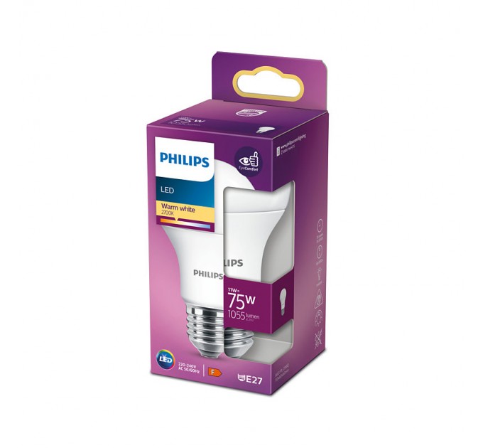 Philips LED лампа 11-75W A60 E27 2700K 1055lm 15000h матирана