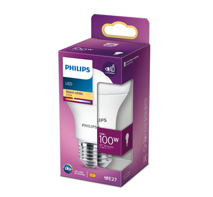 Philips LED лампа 13-100W A60 E27 2700K 1521lm 15000h матирана