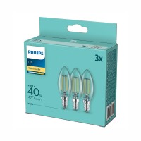 Philips LED лампа FILAMENT 4.3-40W B35 E14 470lm 2700K 15000h 3бр/опаковка Philips LED лампа FILAMENT 4.3-40W B35 E14 470lm 2700K 15000h 3бр/опаковка