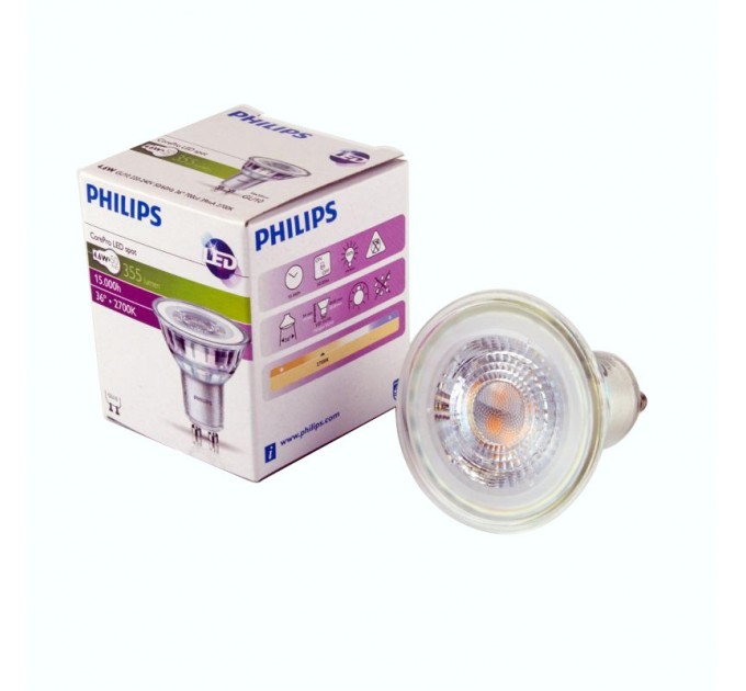 Philips LED лампа Corepro 4.6-50W GU10 36D 355lm 2700K 15000h