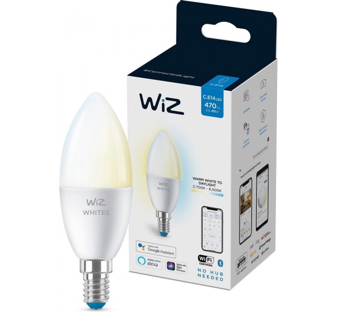 WIZ Wi-Fi LED лампа 4.9W C37 E14 470lm 2700K 15000h