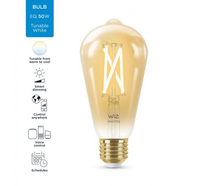WIZ Wi-Fi Led лампа FILAMENT GOLD 6.7W ST64 E27 640lm 2000K-5000K 15000h