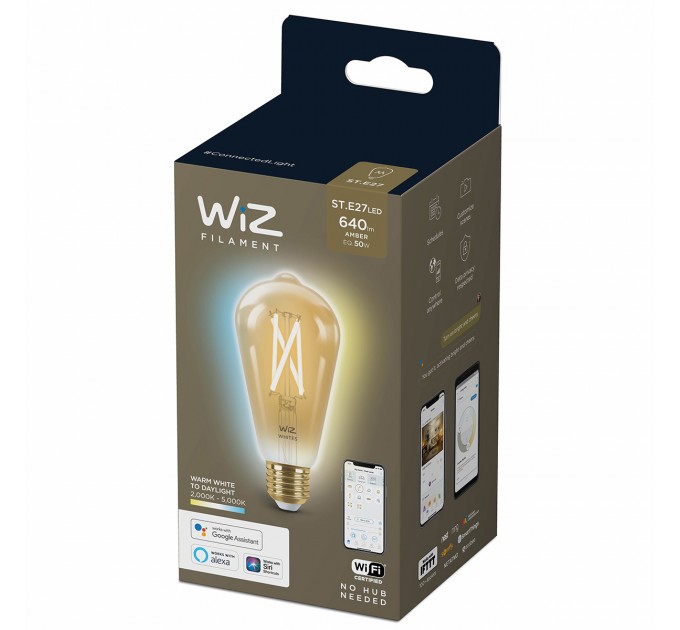 WIZ Wi-Fi Led лампа FILAMENT GOLD 6.7W ST64 E27 640lm 2000K-5000K 15000h