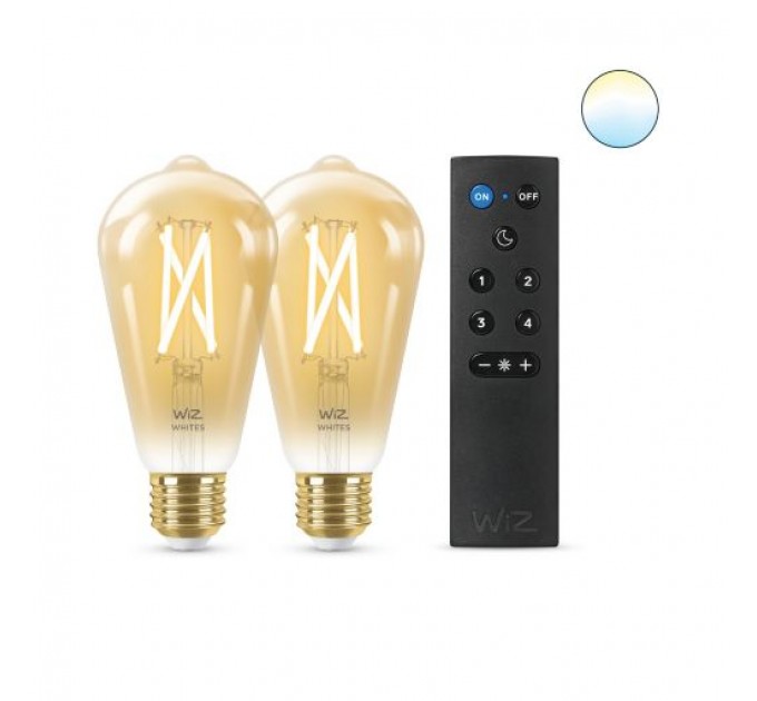WIZ Wi-Fi Led лампа FILAMENT GOLD 6.7W ST64 E27 640lm 2000K-5000K 15000h 2бр/опаковка + дистанционно