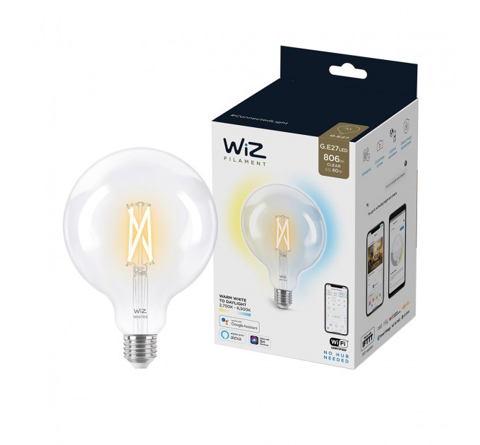 WIZ Wi-Fi Led лампа FILAMENT 6.7W G125 E27 806lm 2700K-6500K 15000h