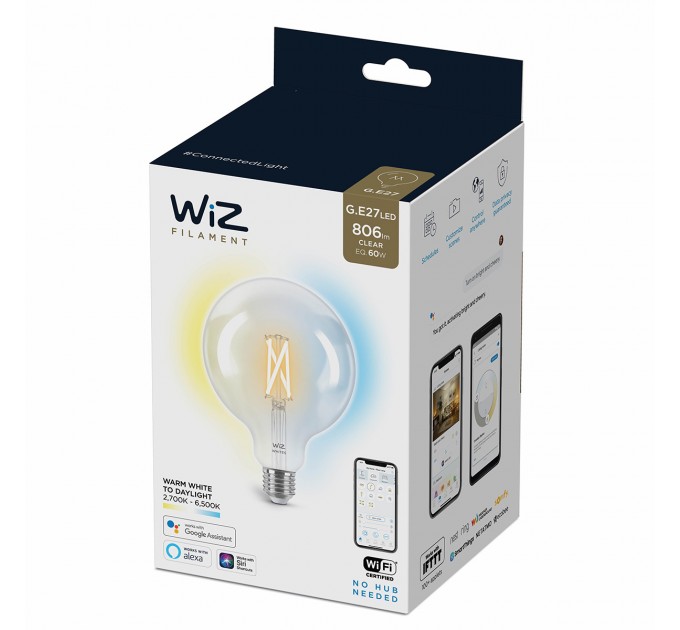 WIZ Wi-Fi Led лампа FILAMENT 6.7W G125 E27 806lm 2700K-6500K 15000h