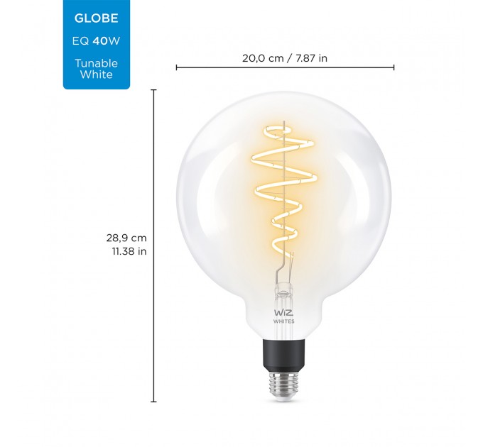 WIZ Wi-Fi Led лампа FILAMENT 6.5W G200 E27 470lm 2700K-6500K 15000h