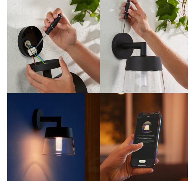 Philips HUE ATTRACT Градински аплик 8W 600lm 2200K - 6500K+16 мил.цвята черен IP44