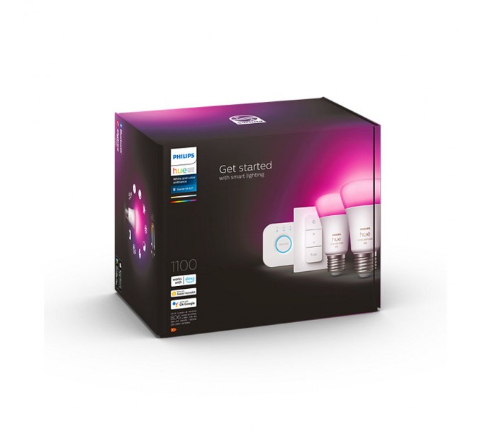 Philips HUE Стартов комплект Led лампи E27 A60 2х9W 2х806lm RGB 2200K - 6500K+16 мил.цвята