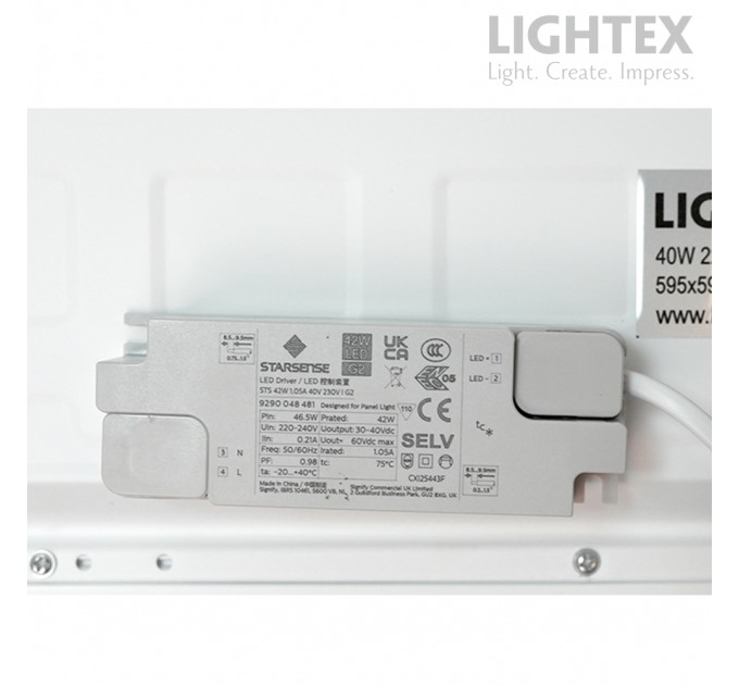 LED панел Willie за вграждане/Армстронг/ 595x595x18mm 40W 220V 4000K 4800lm бял Lightex - 10 броя