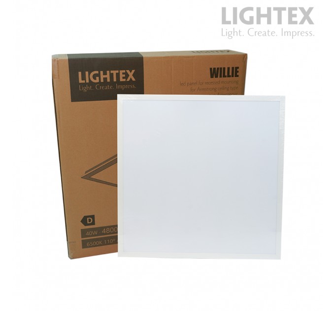 LED панел Willie за вграждане/Армстронг/ 595x595x18mm 40W 220V 6500K 4800lm бял Lightex - 10 броя