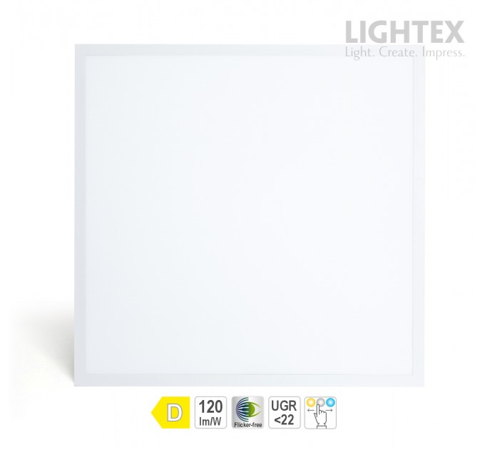 LED панел RIO за вграждане 595х595 40W 3CCT 220V 120lm/W 4800lm бял UGR<19 Lightex