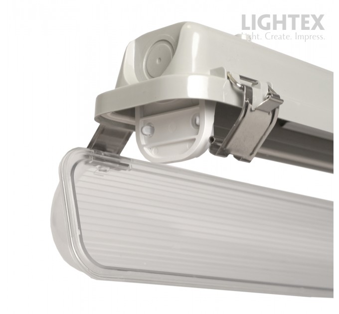 ЛОТ KARINA за 1xLED T8 1200mm  IP65 PC/PC SS clips едностранно захранване Lightex