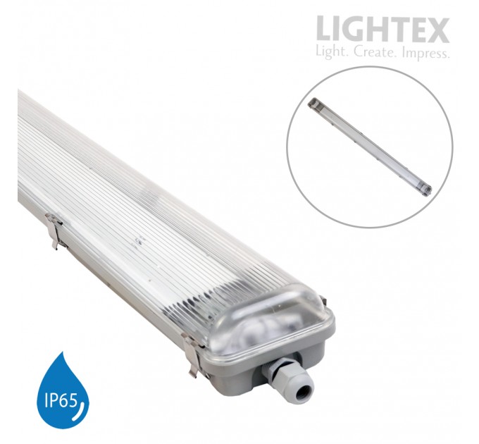 ЛОТ KARINA за 2xLED T8 1200mm  IP65 PC/PC SS clips едностранно захранване Lightex