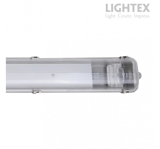 ЛОТ KARINA за 2xLED T8 1200mm  IP65 PC/PC SS clips едностранно захранване Lightex