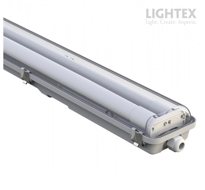 ЛОТ KARINA за 2xLED T8 1500mm  IP65 PC/PC SS clips едностранно захранване Lightex