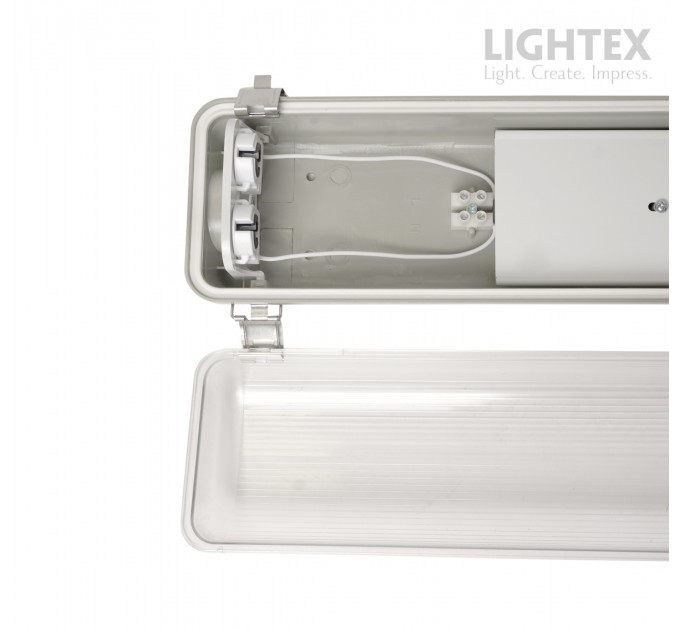ЛОТ KARINA за 2xLED T8 1500mm  IP65 PC/PC SS clips едностранно захранване Lightex