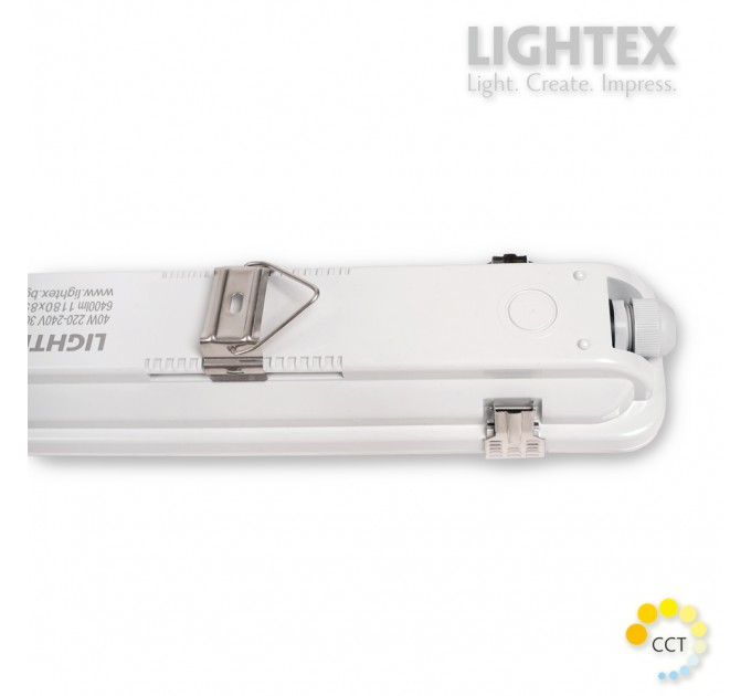 LED тяло IGOR Gen 3 40W/28W/21W max.6400lm 240V CCT 3000K/4000K/5700K IP65 PC/PC 1180x85x71mm с порт за авариен блок Lightex