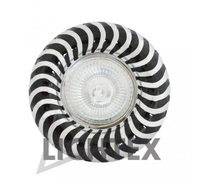 Луна HL2204CH/BL MR16 GX5.3 max.7W LED алуминиева стационарна Ø100mm/cut 50mm хром+черно Lightex