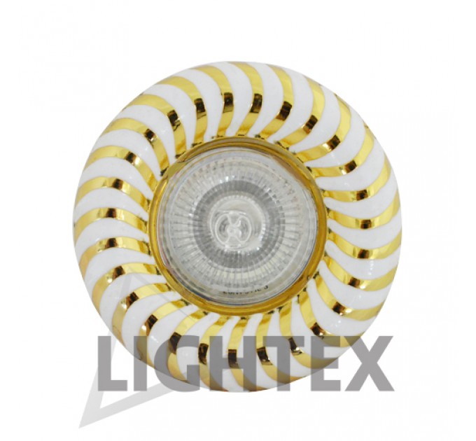 Луна HL2210G/WH MR16 GX5.3 max.7W LED алуминиева стационарна Ø100mm/cut 50mm златна+бяло Lightex
