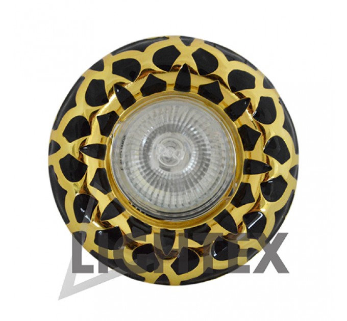 Луна HL2224G/BL MR16 GX5.3 max.7W LED алуминиева стационарна Ø100mm/cut 50mm златна+черно Lightex