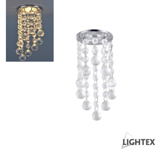 Луна стационарна кръгла хром + кристали LS400200  MR16 max.7W LED Ø85x290mm/cut 55mmLightex