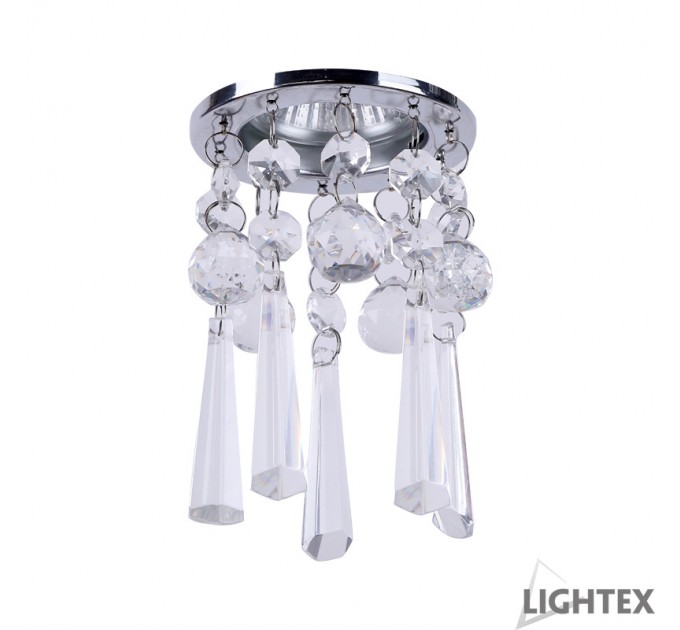 Луна стационарна кръгла хром + кристали LS400206 MR16 max.7W LED Ø85x150mm/cut 55mm Lightex