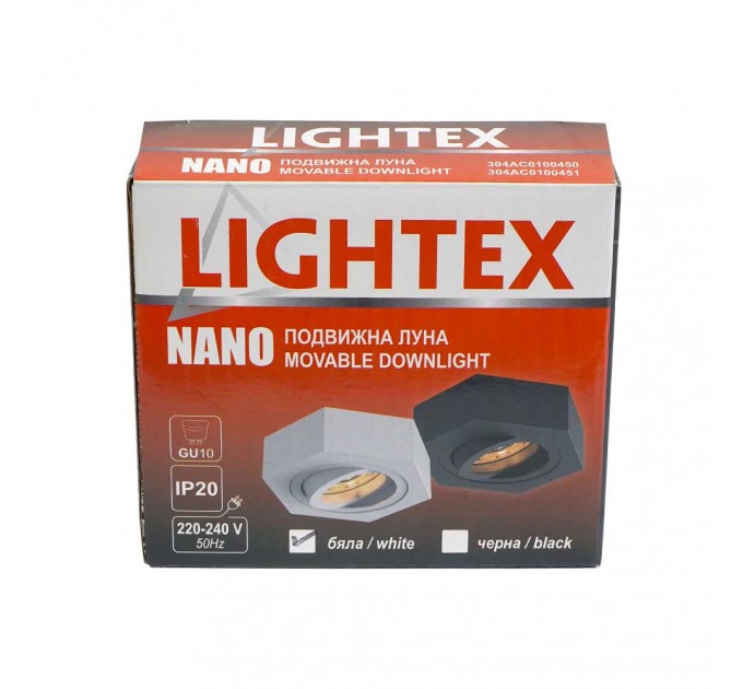 Луна Nano за вграждане 220V  GU10 max 7W бяла шестоъгълна 100х30mm/cut 60mm Lightex