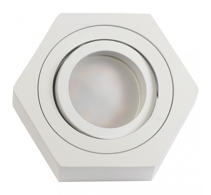 Луна Nano за вграждане 220V  GU10 max 7W бяла шестоъгълна 100х30mm/cut 60mm Lightex