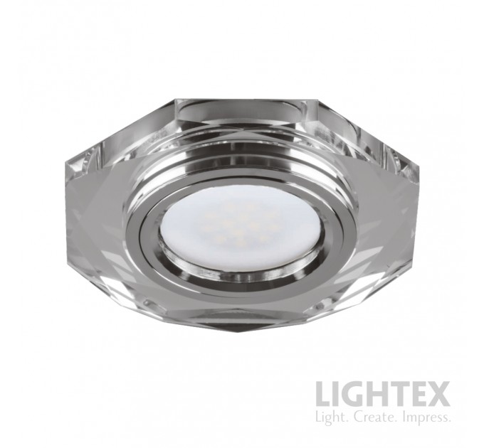 Луна стационарна шестоъгълна стъкло прозрачно LS400122 GU10 Ø90mm/cut 65mm Lightex